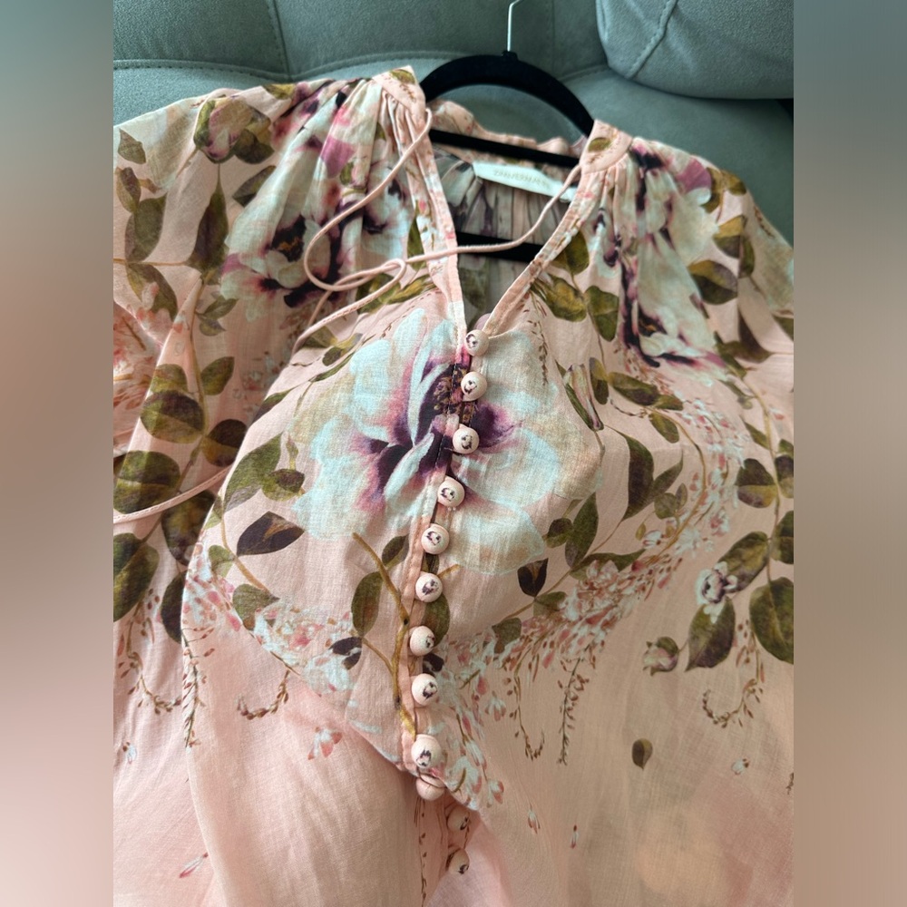 SOLD!! Zimmermann Women's Rosa Floral Tie-Neck Blouse Size 1 US 6-8 New - Picture 14 of 16